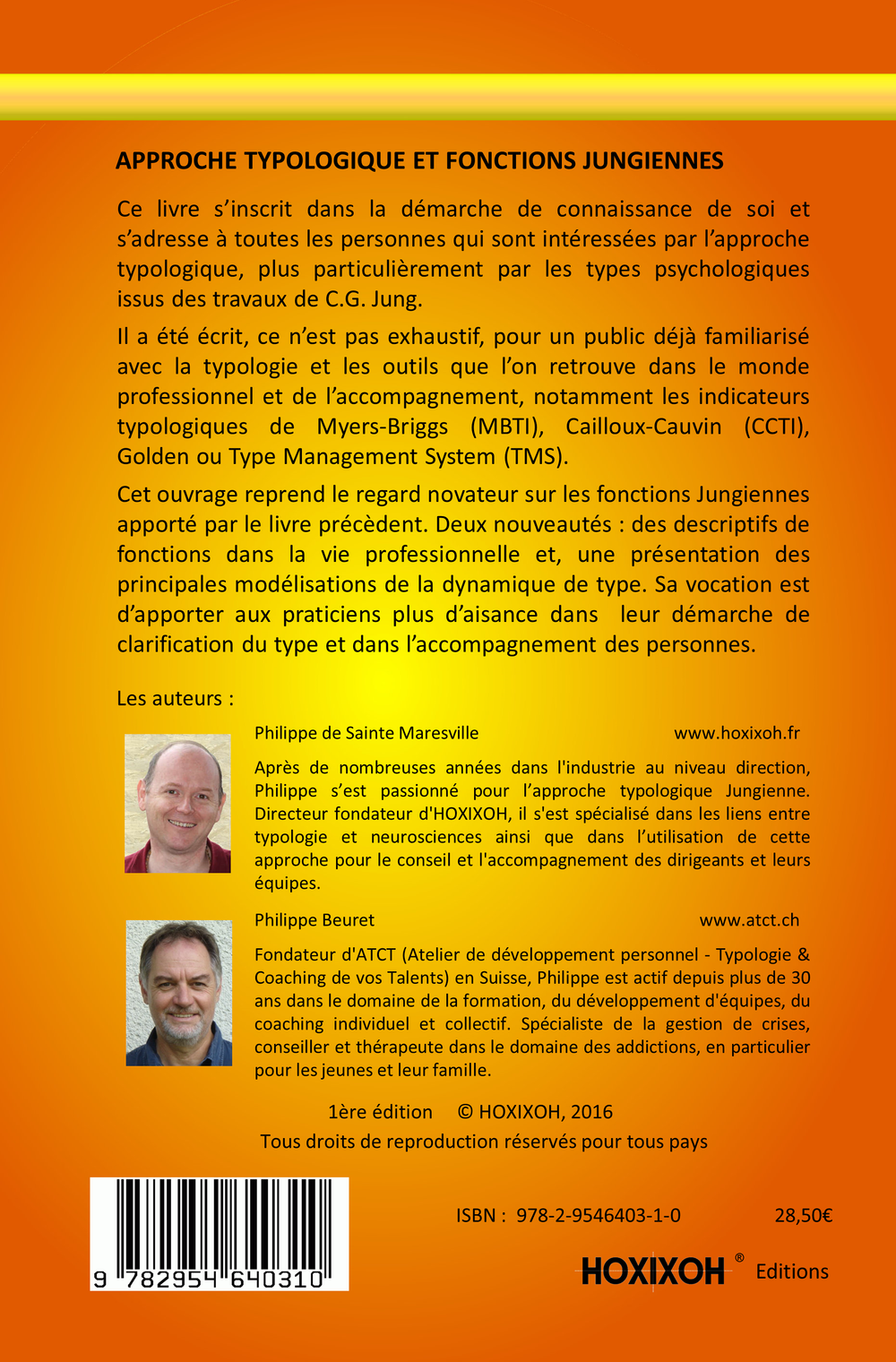 4eme de couverture du livre - Approche typologique et fonctions Jungiennes